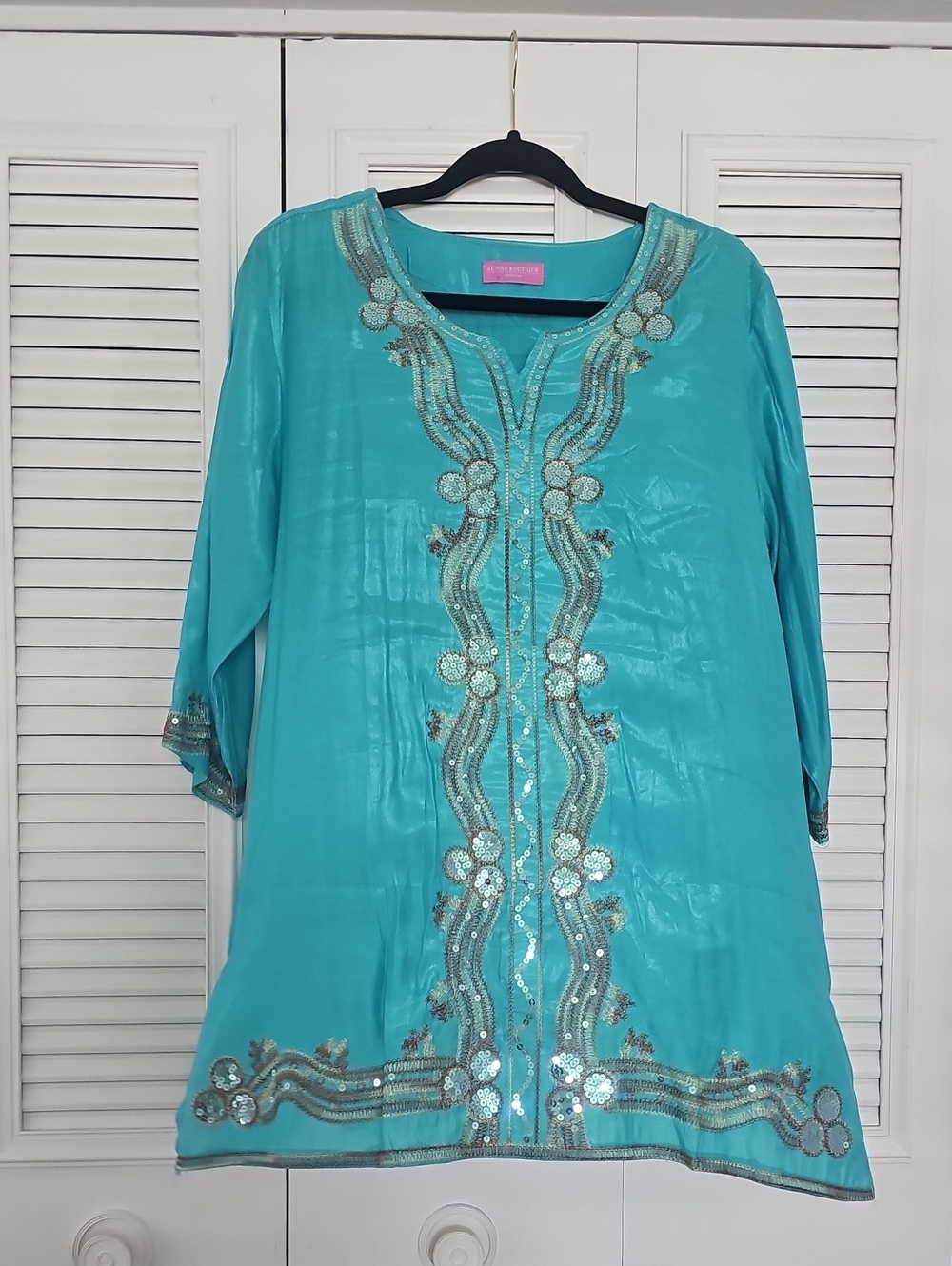 Embroidered Turquoise Women’s Tunic Top